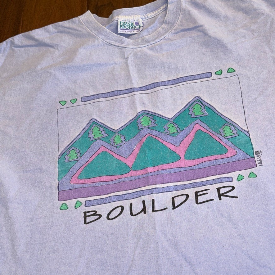 Vintage Boulder Colorado T Shirt Fresh Produce USA Pastel Single Stitch XL gallery