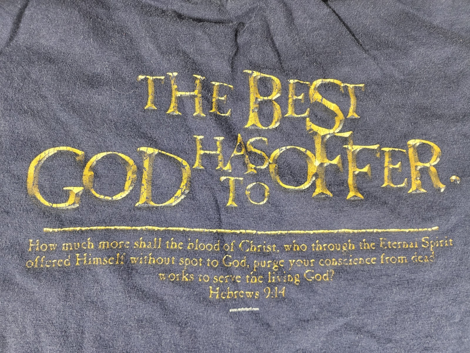 Vintage Jesus Christ Hebrews 9:14 Short Sleeve Navy Blue 2XL Y2k 2000s gallery