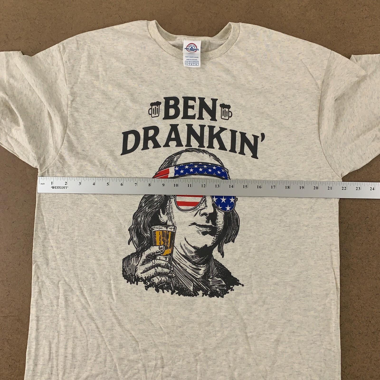 Delta Adult Size Large Oatmeal Heather Ben Drankin' Graphic Short Sleeve T-Shirt gallery