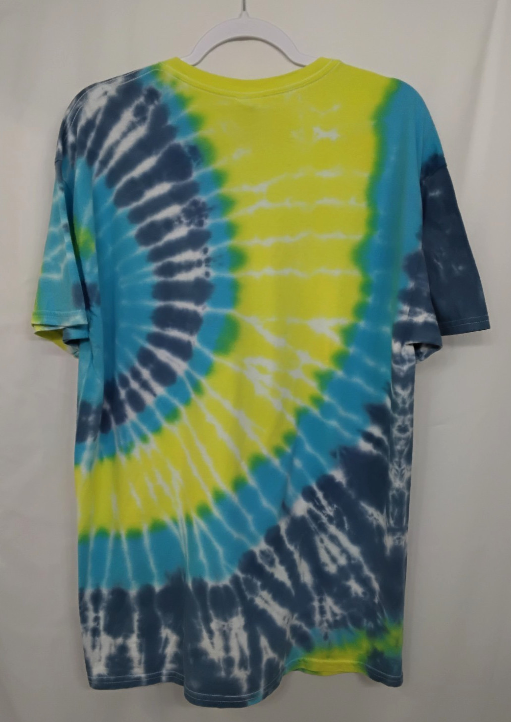 New Tie Dye Men's T-Shirt Yellow Blue Adult Large Multicolor Summer Spiral gallery