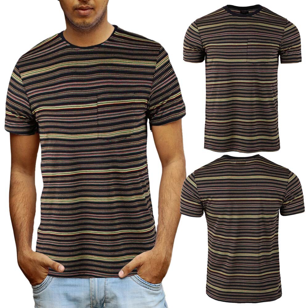 Beautiful Giant Men's Striped Pocket T-Shirt Crew Neck Regular Fit Black/yellow gallery