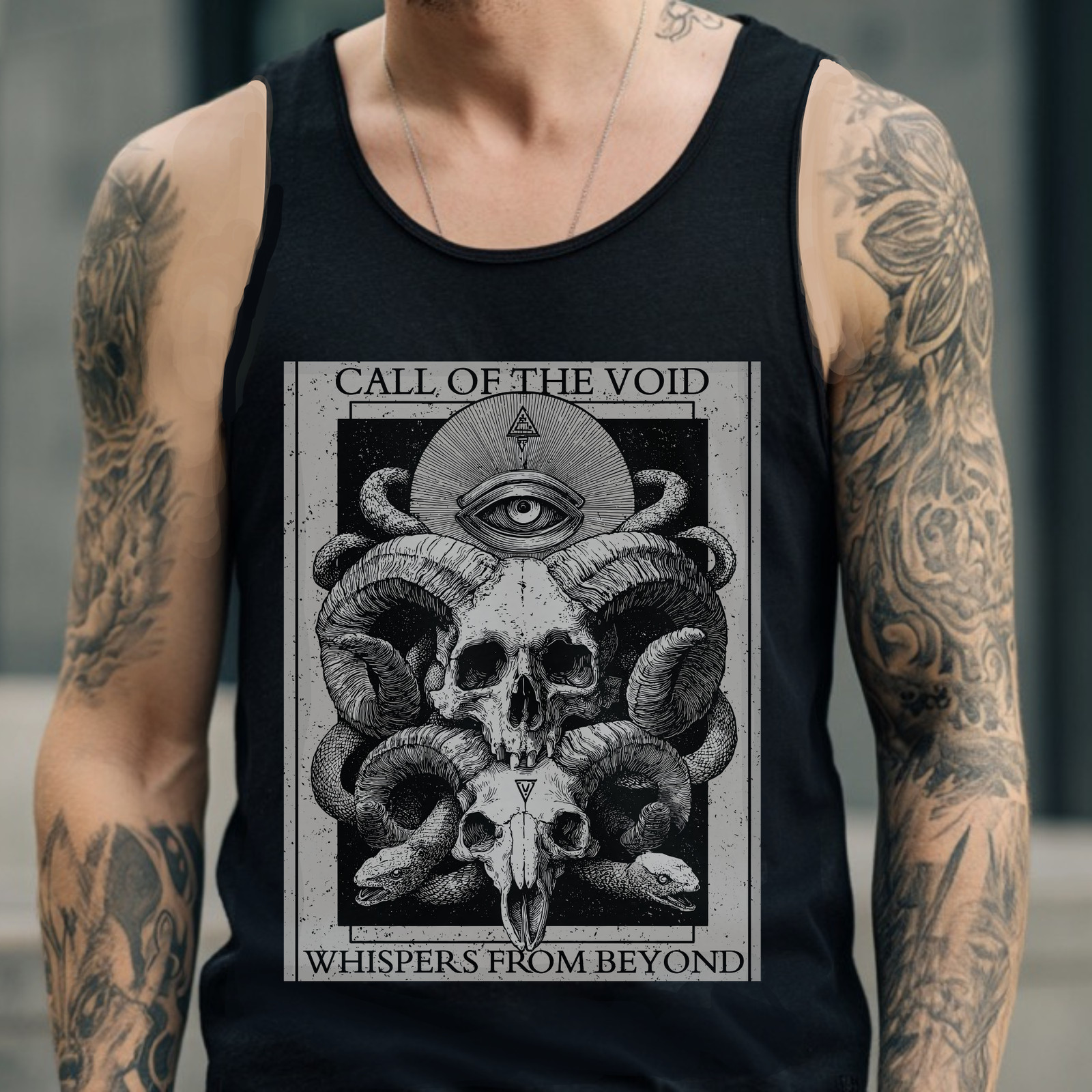 Occult Skull Graphic Tank Top, Horror Goth Graphic Shirt, Grunge Punk Clothing gallery