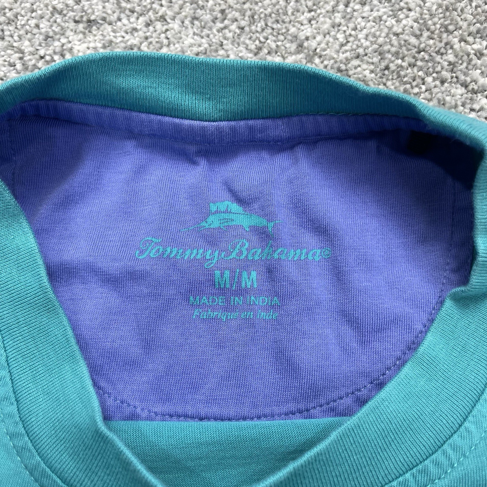 Tommy Bahama T Shirt Mens Medium Relax Pocket Tee Cotton Teal Blue Marlin Logo gallery
