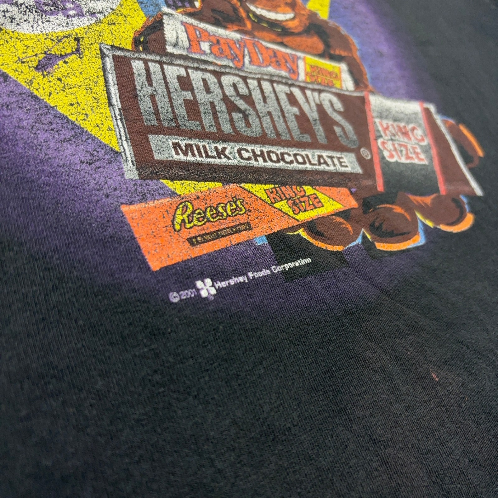 Hersheys Shirt Adult 2XL Black Faded 2001 King Size Candy Promo Graphic XXL gallery