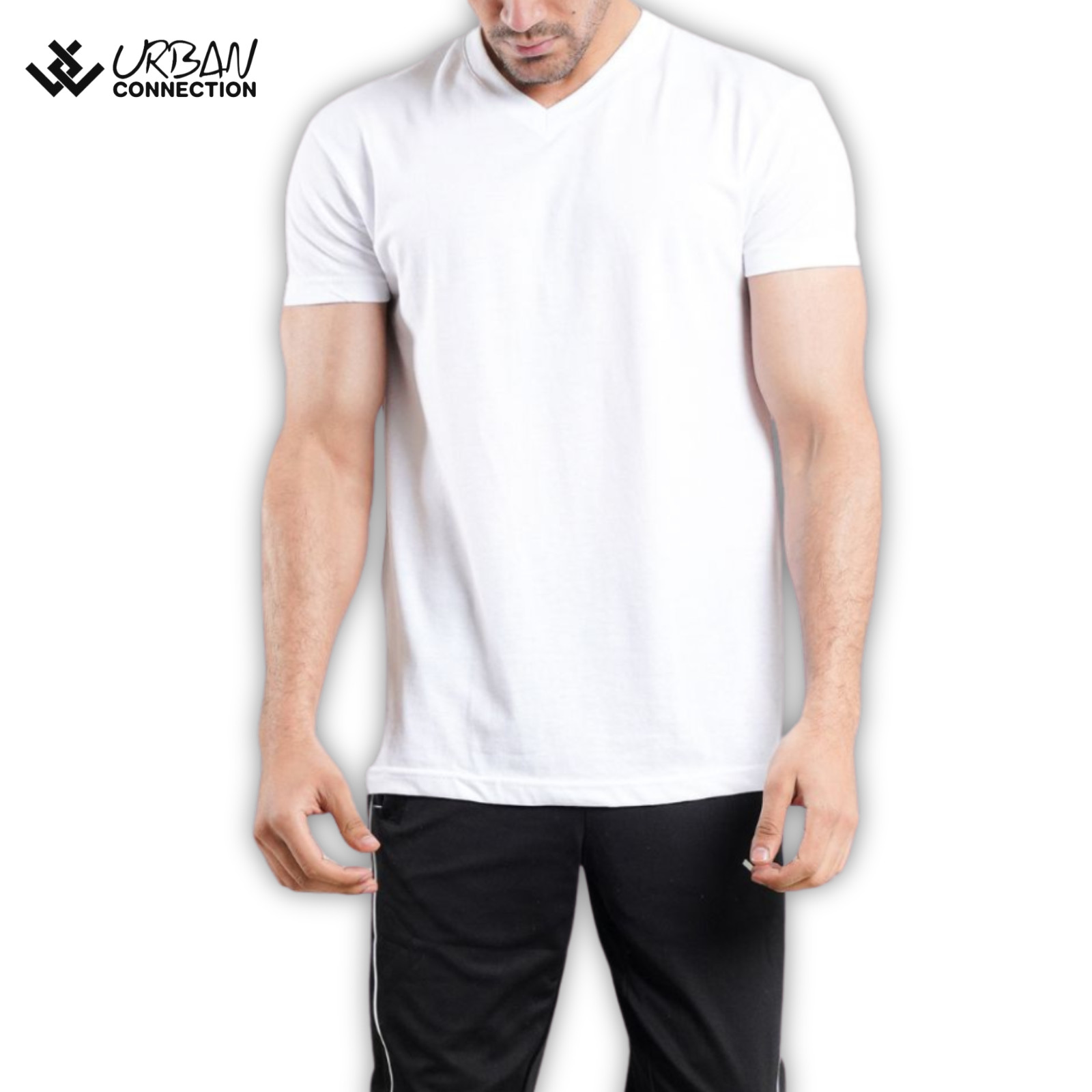 Pack of 12 Shirts | White V-Neck T-Shirt | Urban Connection | Sizes: Small - 6XL gallery