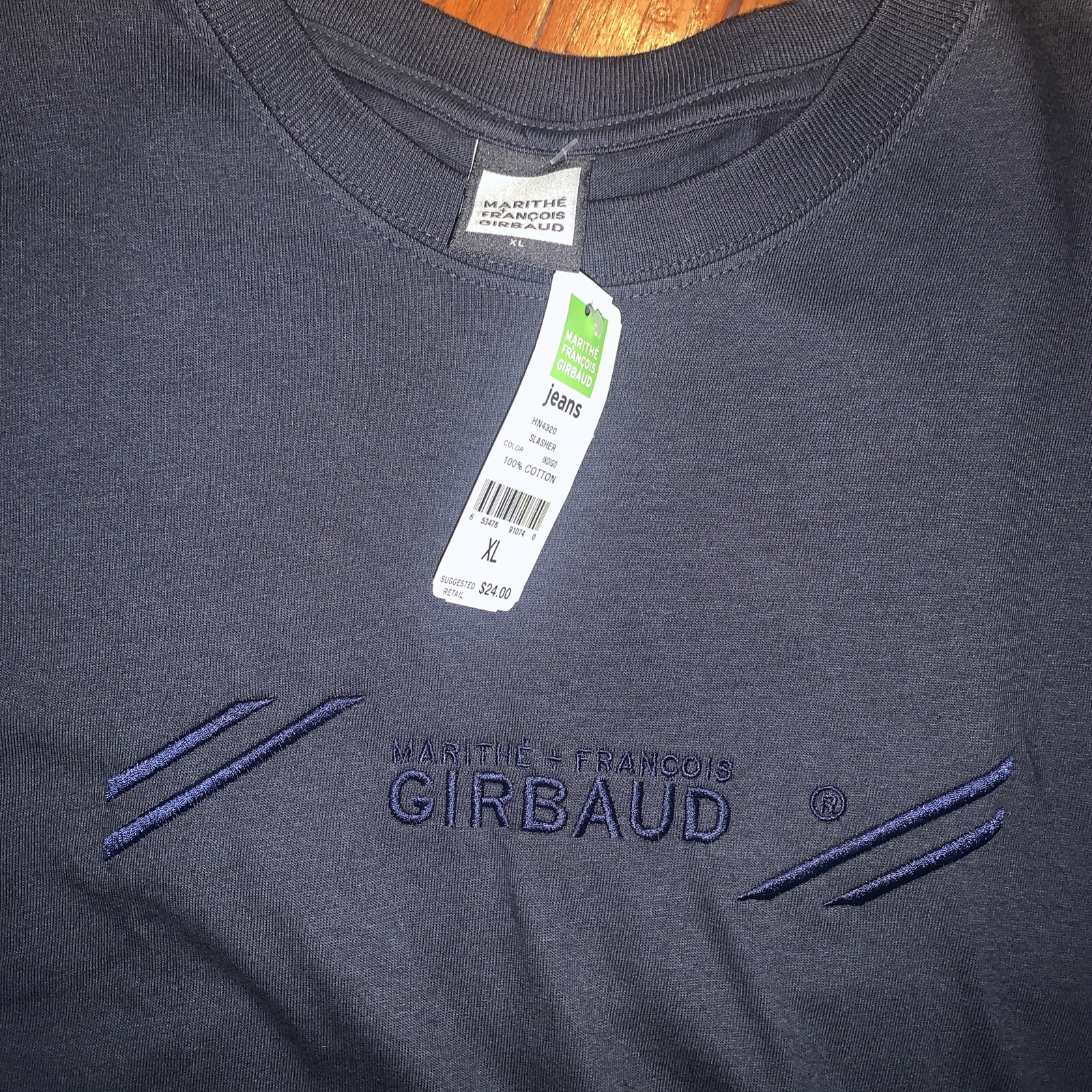 Vintage 90's Marithe Francois Girbaud FADED Logo T-Shirt Men’s XL Navy Blue gallery