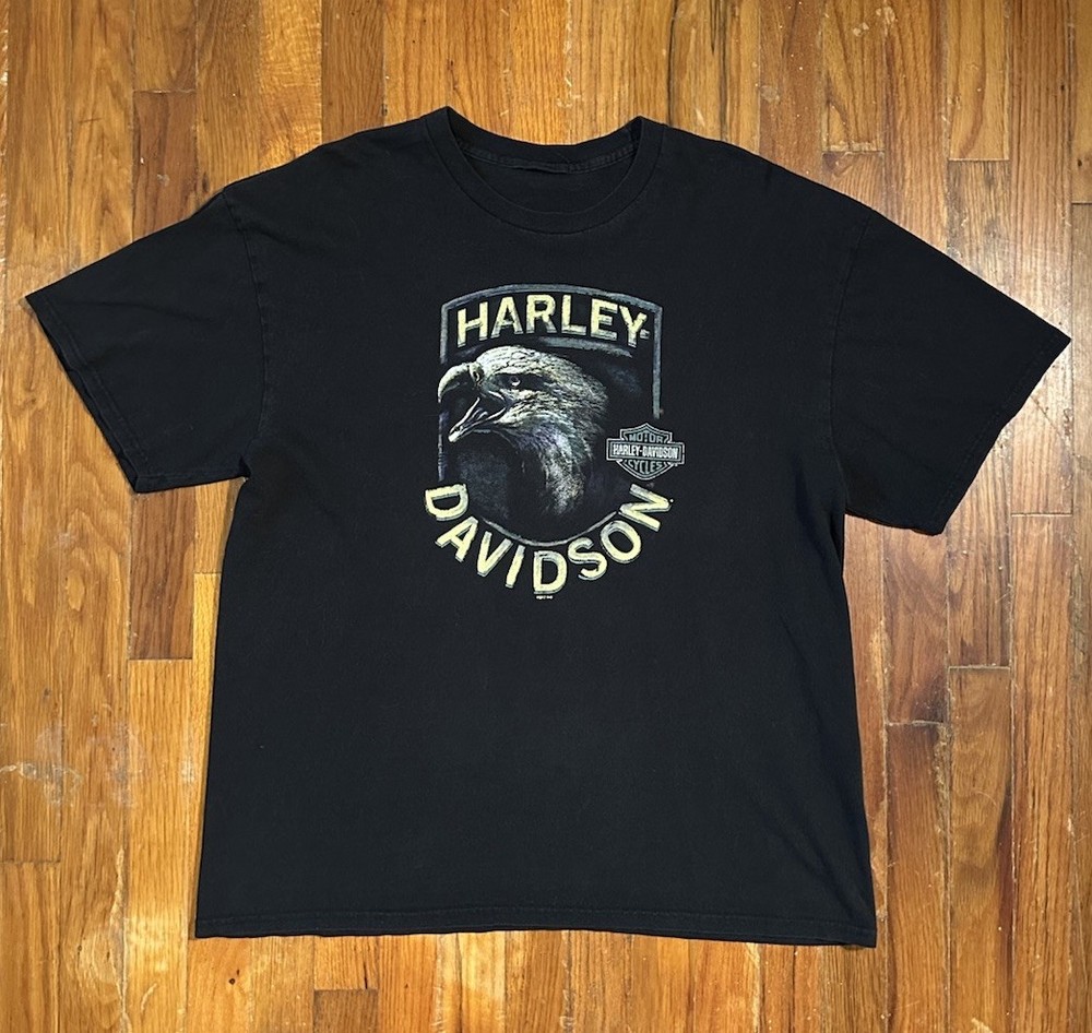 Harley Davidson Eagle Wolf Native American Graphic T Shirt Black Bear VA L