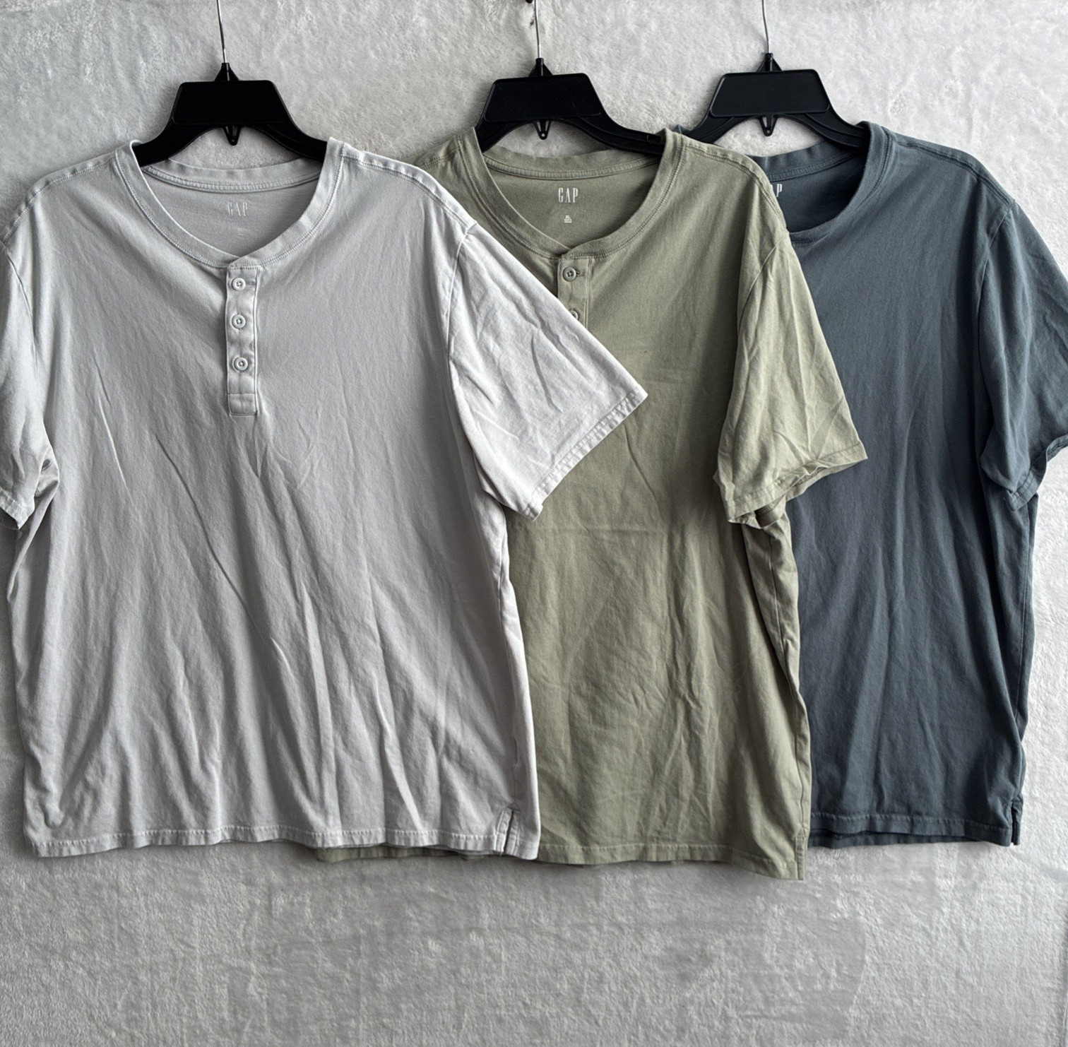 GAP Mens Henley T Shirt Lot 3 Solid Multicolor XL Cotton Blend Short Sleeve gallery