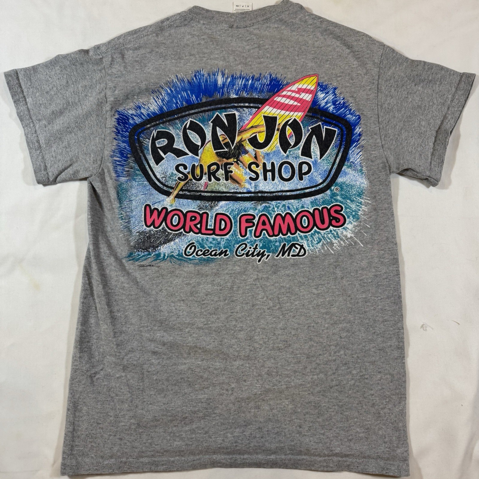 Ron Jon Surf Shop Ocean City Maryland Small Mens Gray Graphic Logo Tshirt gallery