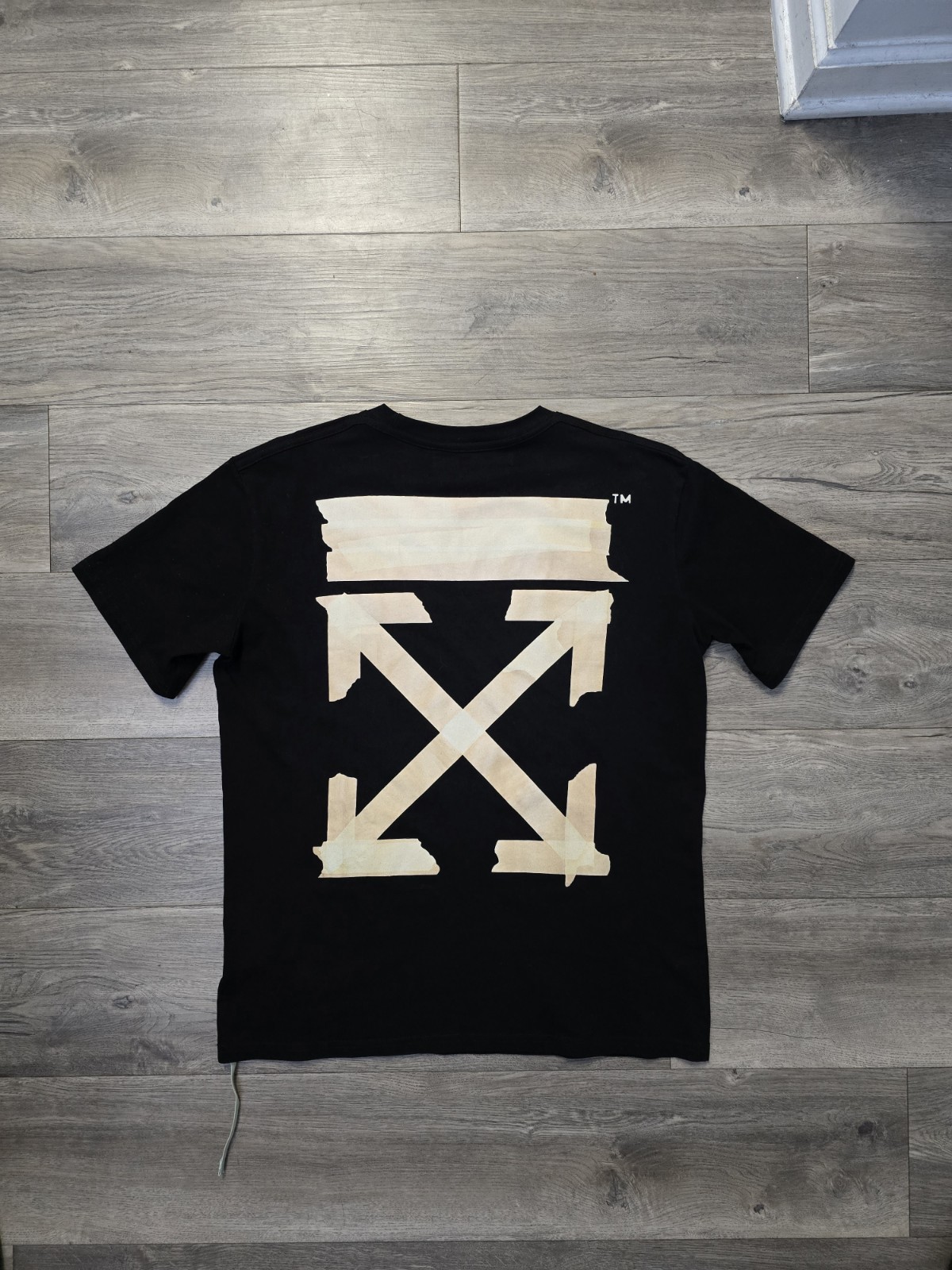 Virgil Abloh Off-White Tape Arrows T-Shirt Black/Beige, Size M, 100% Cotton gallery