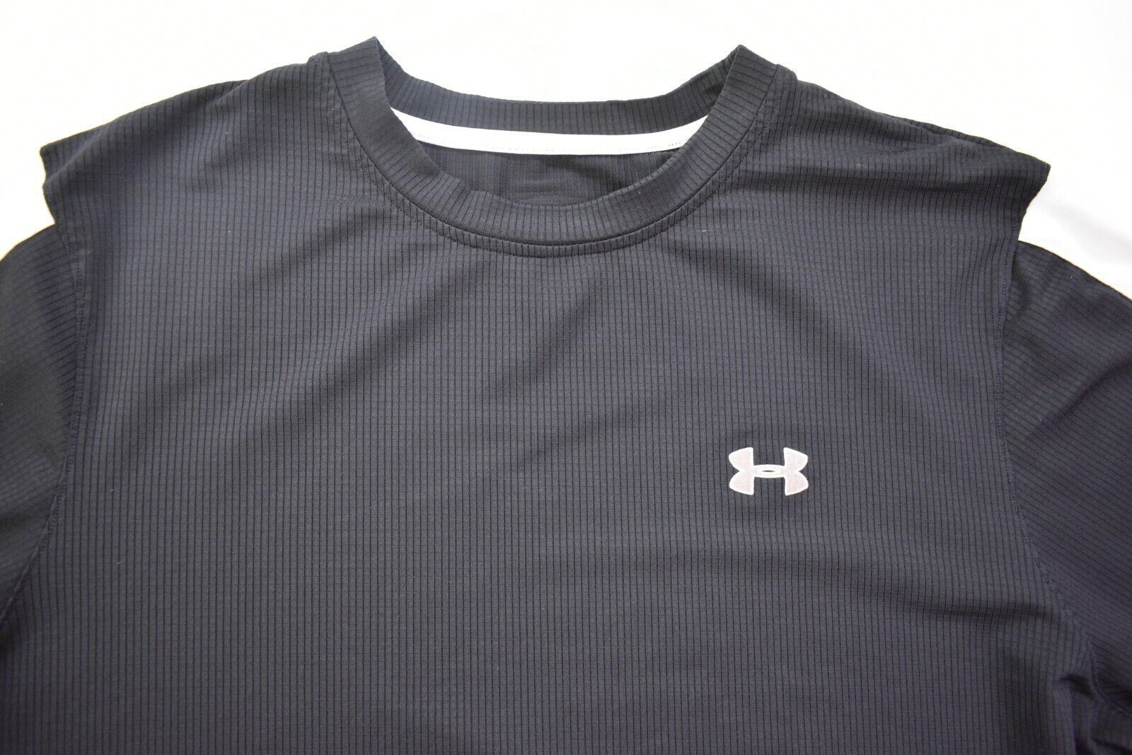 Under Armour Mens Black & White Short Sleeve Crew Neck Athletic Stretch Shirt L gallery