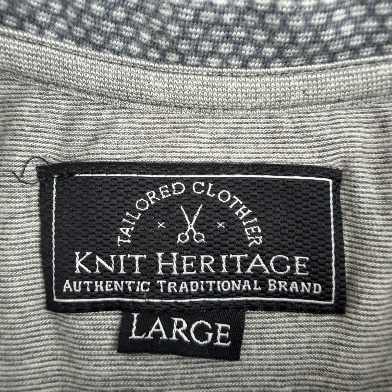 Knit Heritage Henley Shirt Men's Large Grey Textured Short Sleeve Pocket Tee gallery