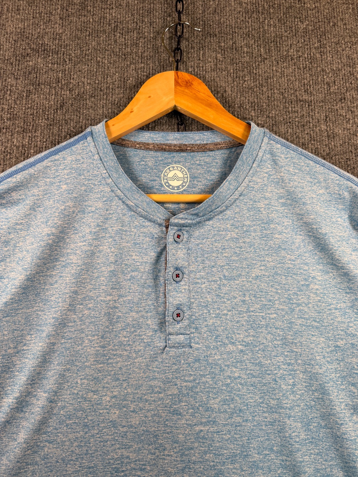 Flag & Anthem MadeFlex Henley T-Shirt Blue Sz M Stretch Moisture Wicking Stretch gallery