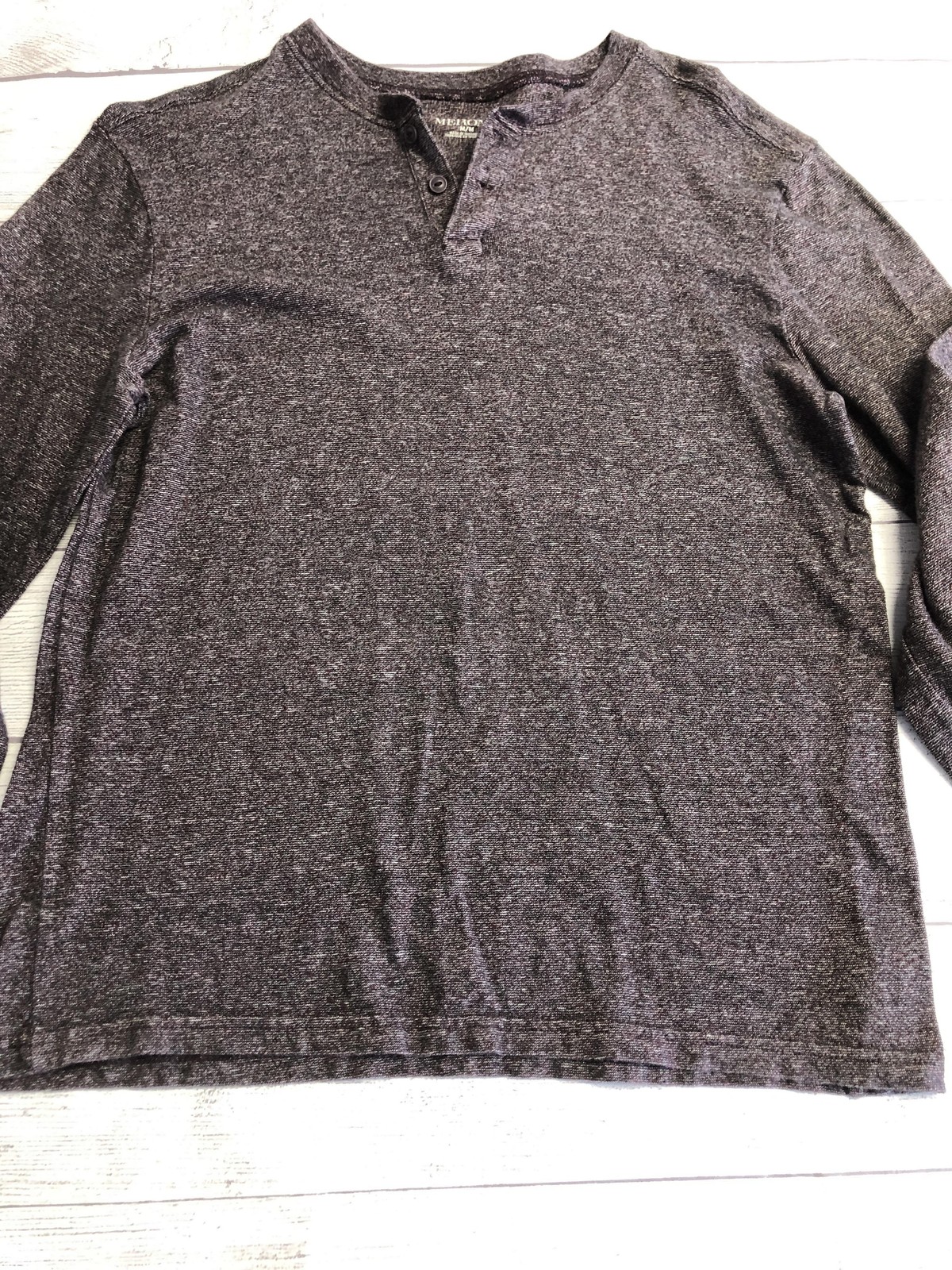 Merona Henley Shirt Mens Medium Gray Long Sleeve Tagless Jersey Tee Casual gallery