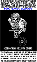 BE AFRAID BE VERY AFRAID Skull Skeleton Girl Billiards Pool Player T-shirt