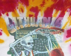 Vtg Orig 1996 Lithuania Slam Dunking Skeleton Skully Commemorative T Shirt XL