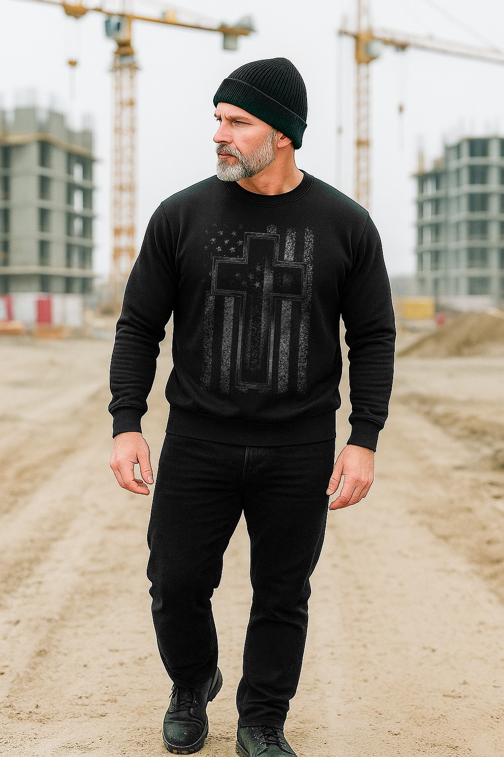 Christian Cross American Flag Sweatshirt | Faith & Patriotic Crewneck gallery
