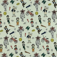 Stranger Things DIY Fabric Kit 2 Different Fabrics Both 43″x 36″ and 5 Patches