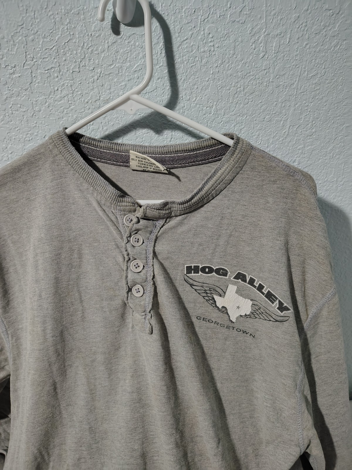 Vtg Biker Hog Alley Georgetown T-shirt Long Sleeve Gray 2xlarge B120 gallery