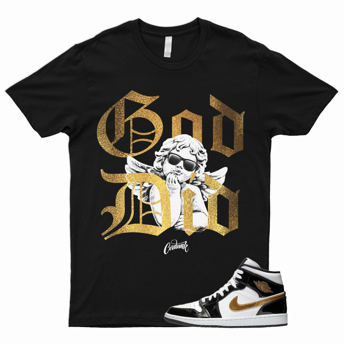 GDID T Shirt for 1 Mid Patent Black White Metallic Gold NRG Top 3 Dunk High gallery