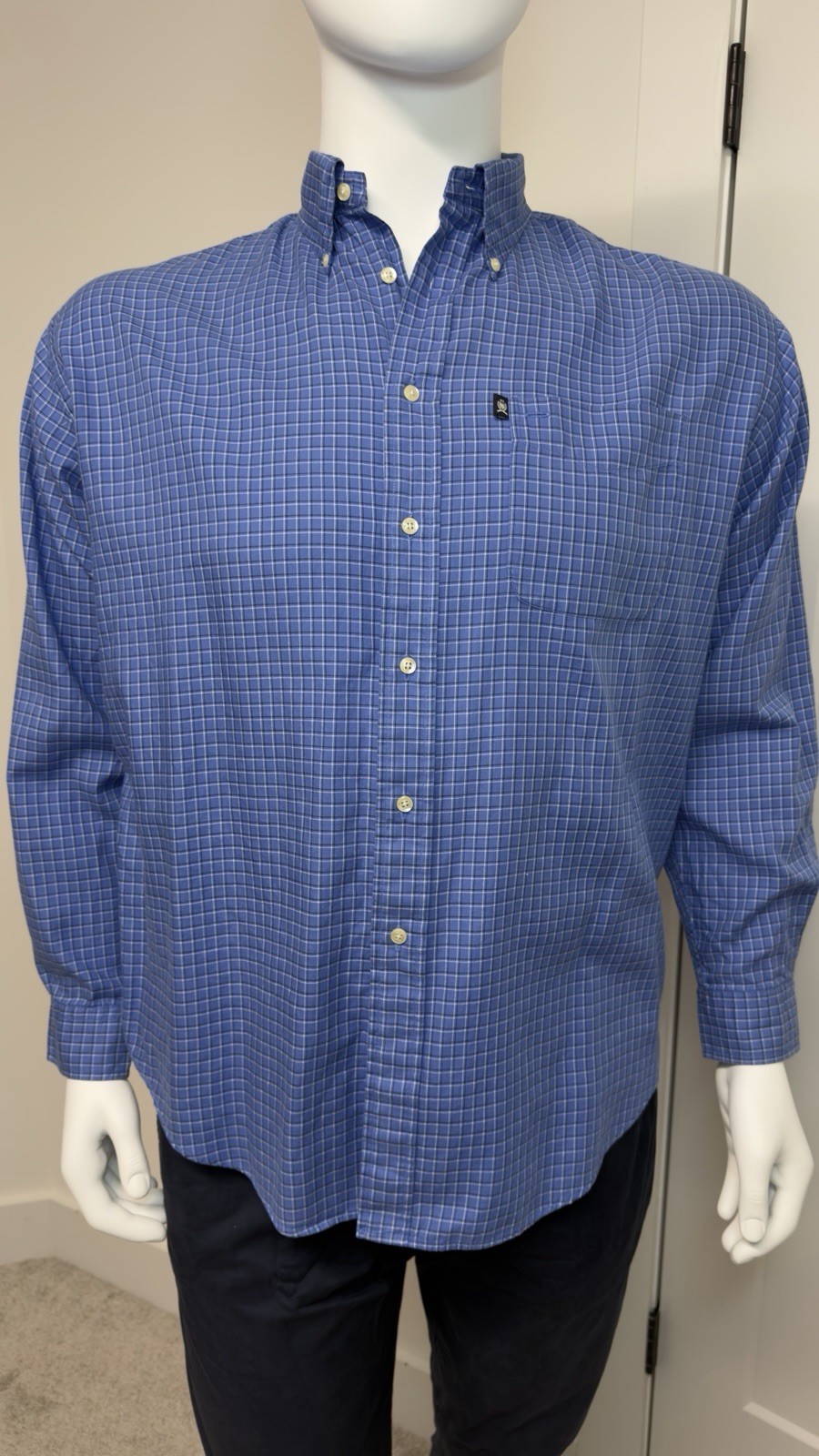 Tommy Hilfiger Men’s Large Blue Plaid Button Down Shirt 100% Cotton Long Sleeve gallery