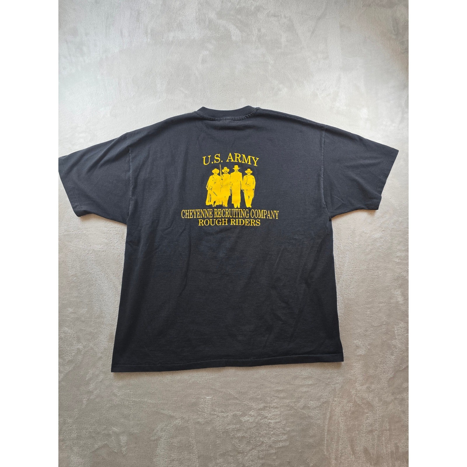 Vintage Army Black Knights T Shirt Mens XL Black Cheyenne Rough Riders USA Made gallery