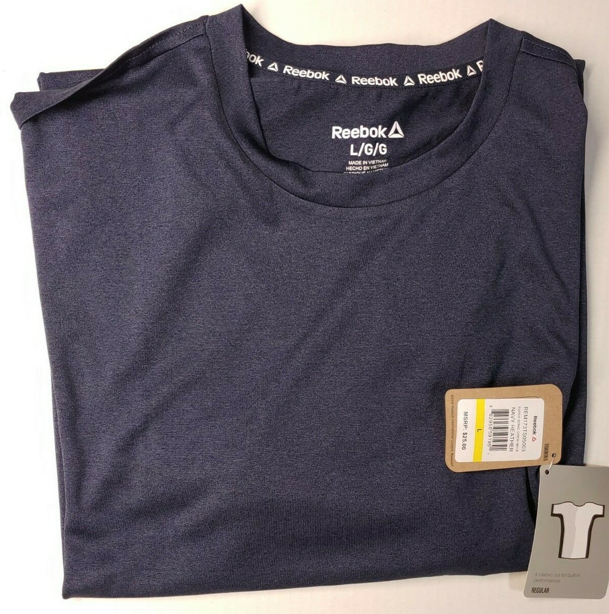 Reebok Super Sonic Gym Training Shirt Navy Heather Men's Size Large - XL gallery