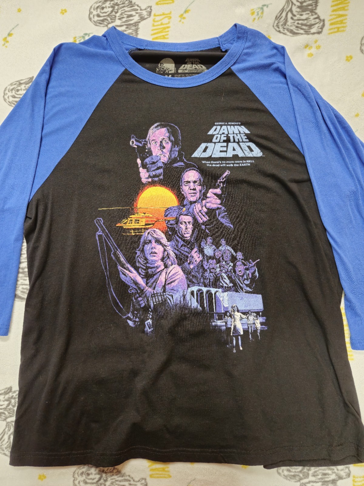 Fright Rags Dawn of the Dead 45th Anniversary Graphic Tee 2X Black/Blue