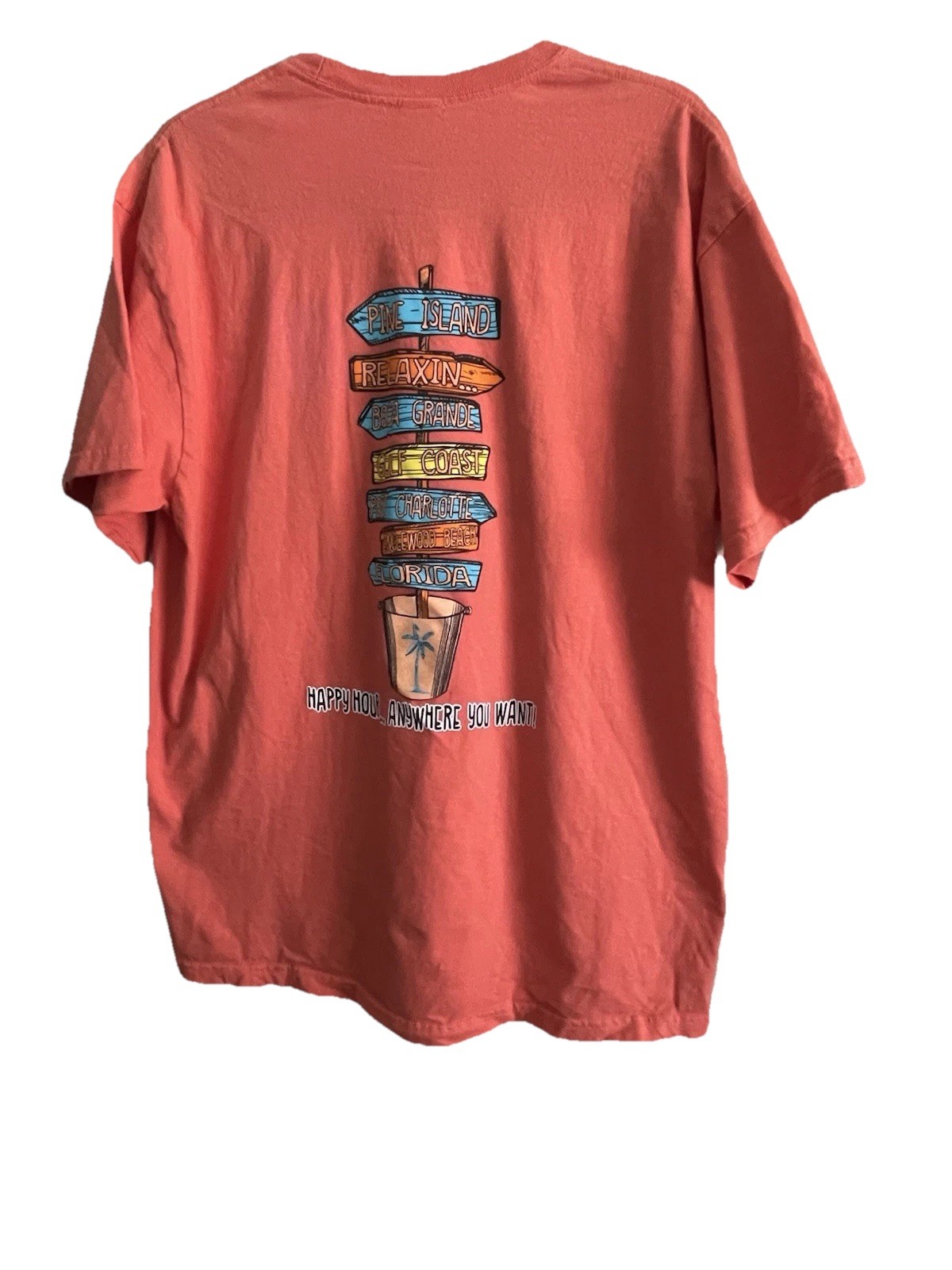 Gildan Hammer Florida Gulf Coast Happy Hour T-Shirt Men's XL Tangerine Color gallery