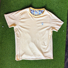 Denim & Flower Ricky Singh Mens XL Yellow Striped Crew Neck Short Sleeve T-Shirt