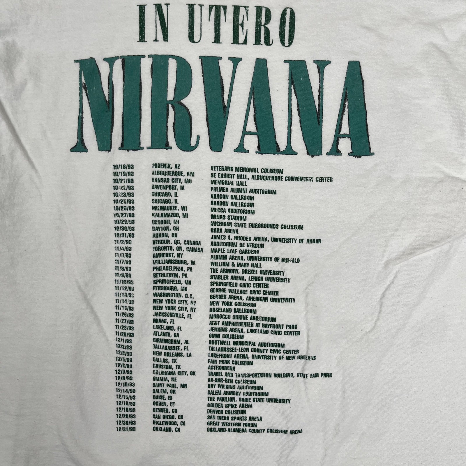 Nirvana In Utero T-Shirt Mens Medium White Angel Tour Retro Double Sided VTG gallery