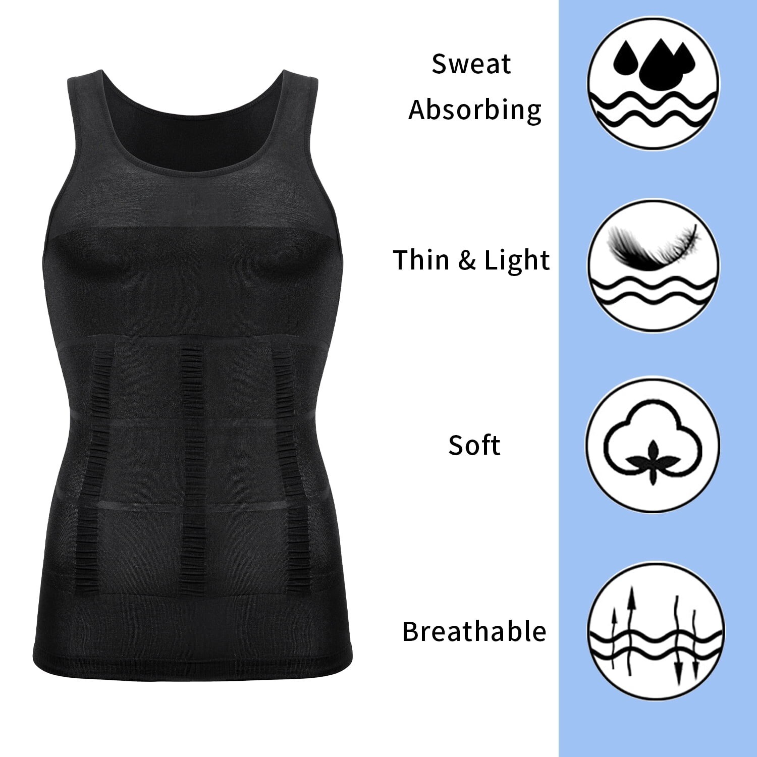 3 Pack Men Compression Shirts Slimming Body Shaper Vest Tummy Control Shapewear gallery