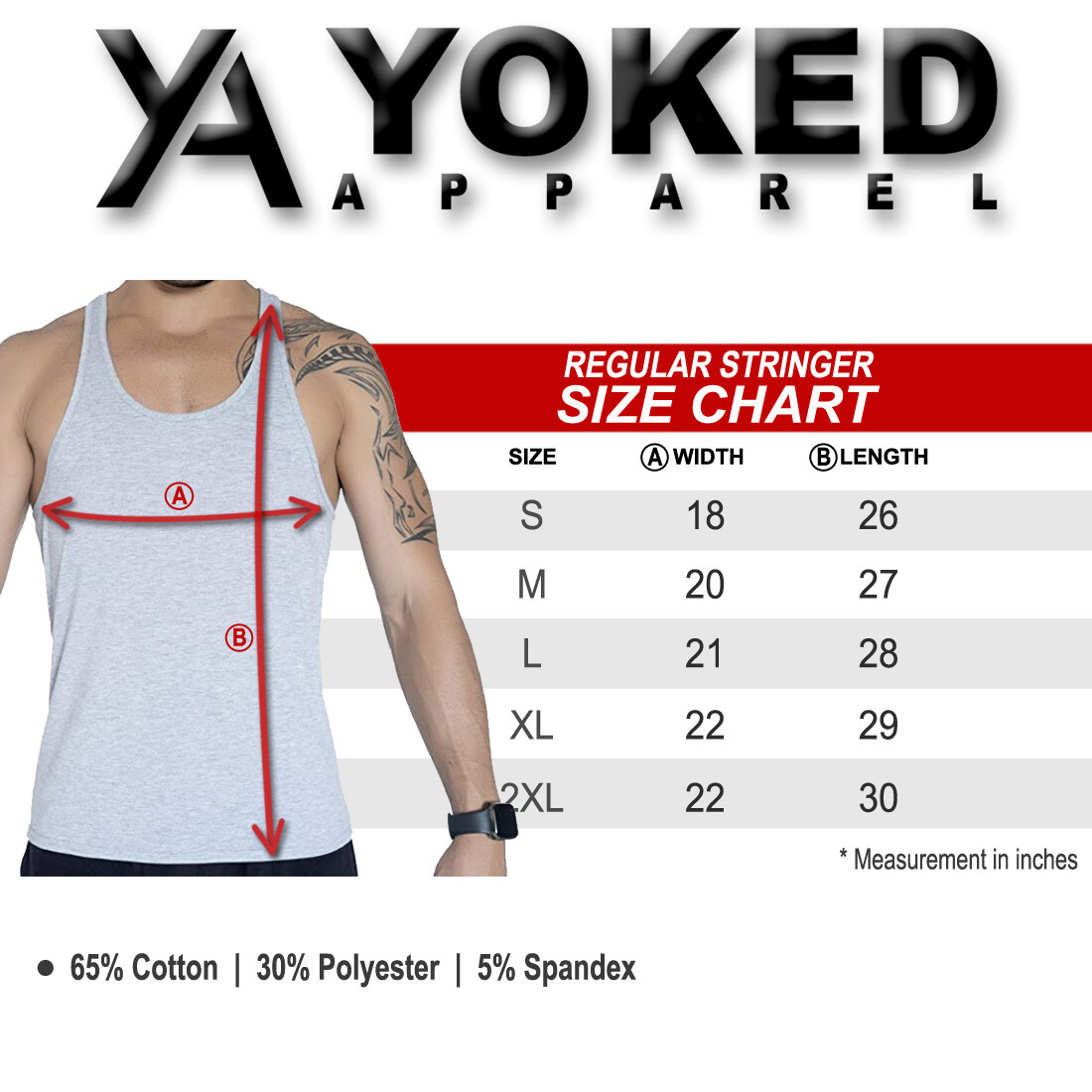 YOKED Apparel Men’s ST72 Stringer Tank Top for Workout-Fitness-Bodybuilding gallery