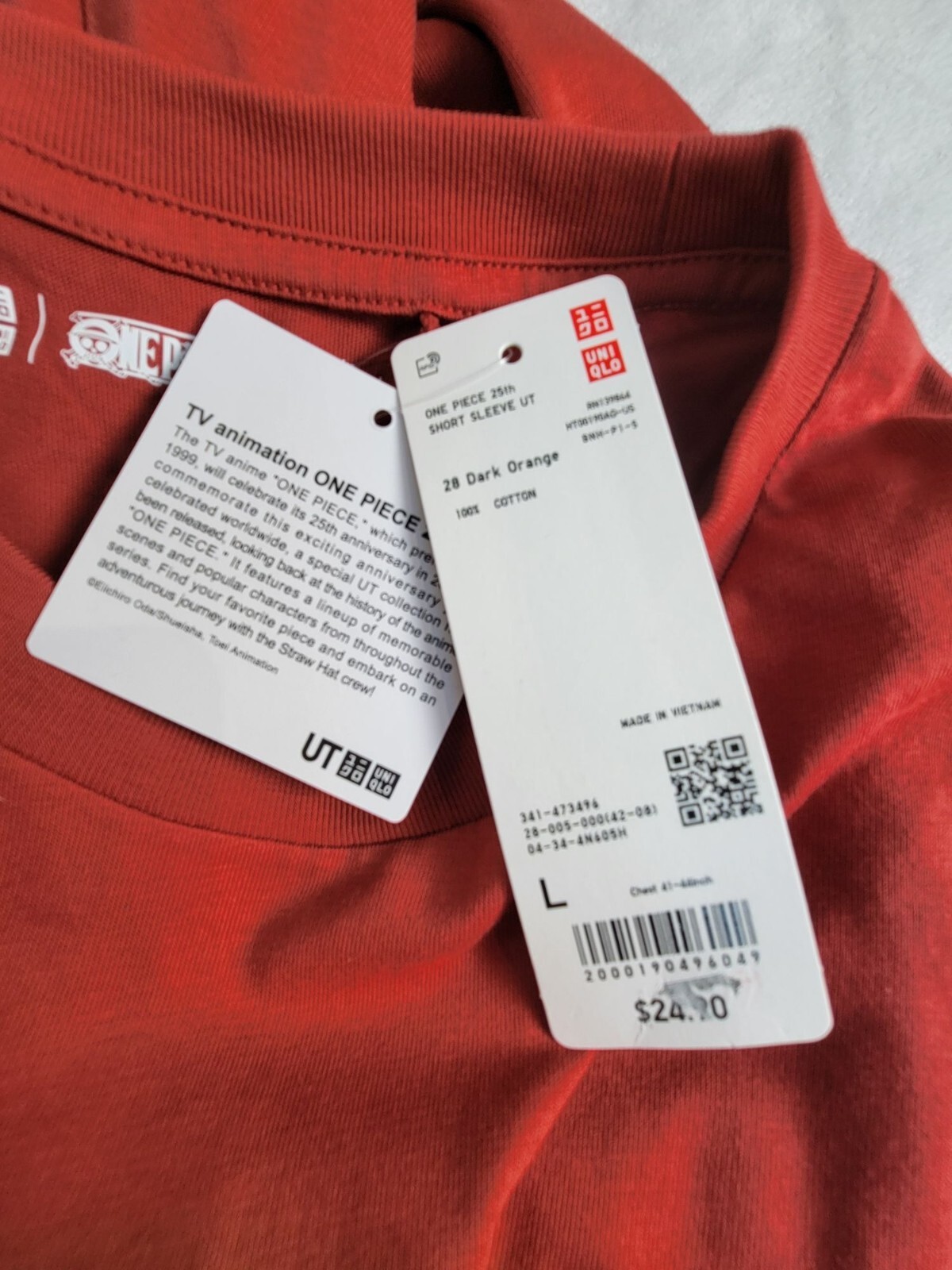 Uniqlo UT One Piece 15th Anniversary Dark Orange T-Shirt Large Cotton Unisex New gallery
