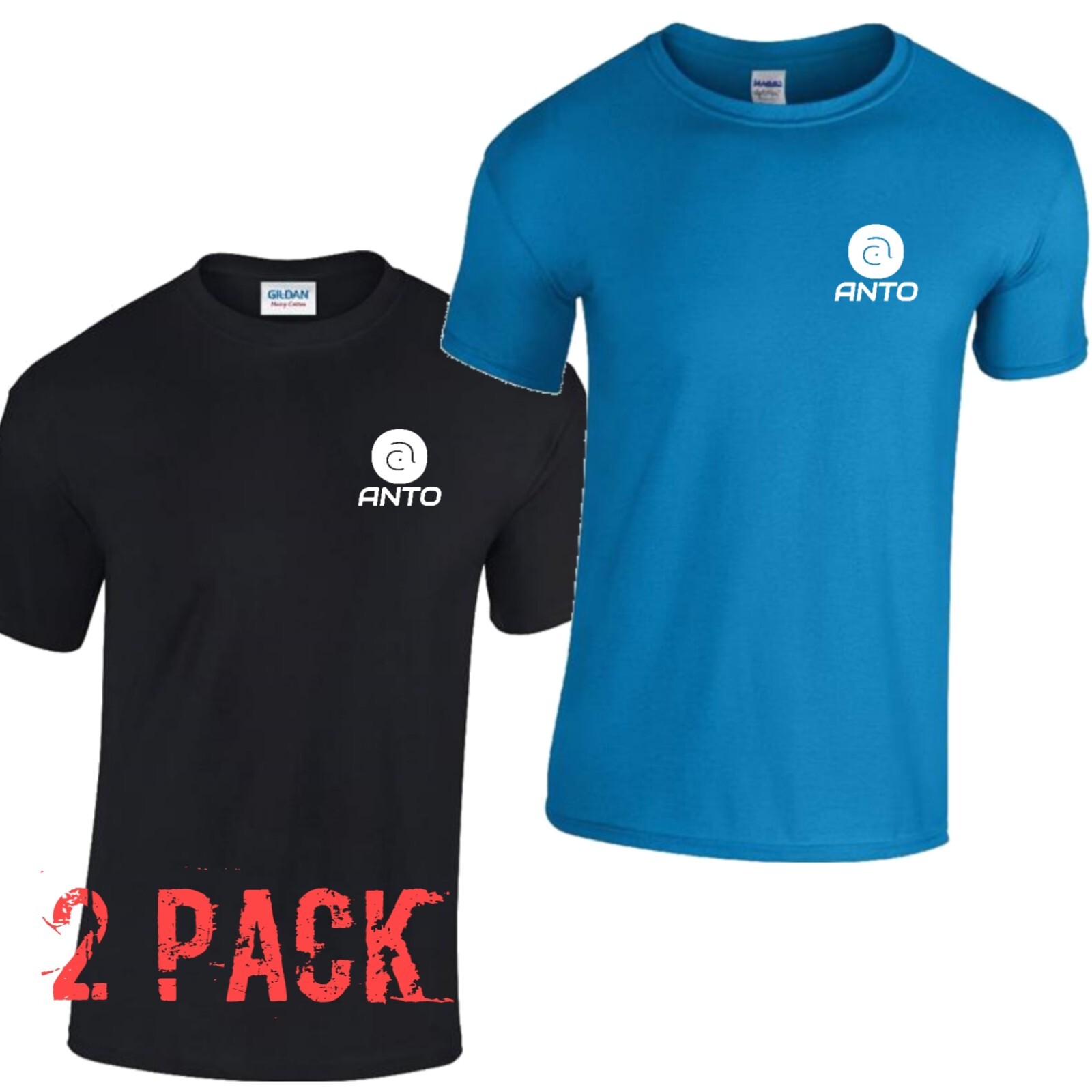 2 Pack SoftStyle Cotton Mens ANTO Logo T-shirt Multi Colors Semi Fitted Top gallery