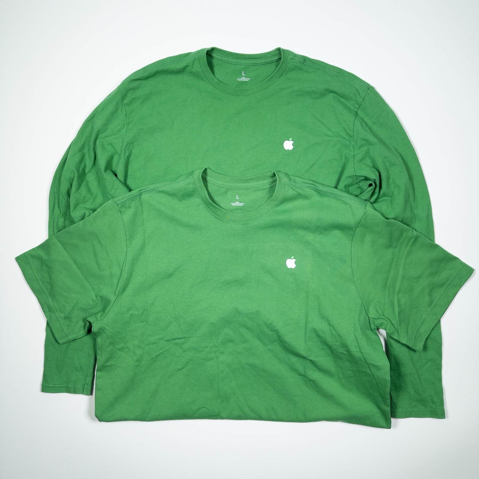 Two Apple Shirt Mens L Green Employee Short Sleeve Logo Leave The World Better