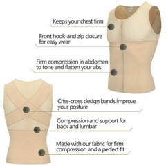 Men Slimming Body Shaper Vest Chest Compression Shirt to Hide Gynecomastia Moobs