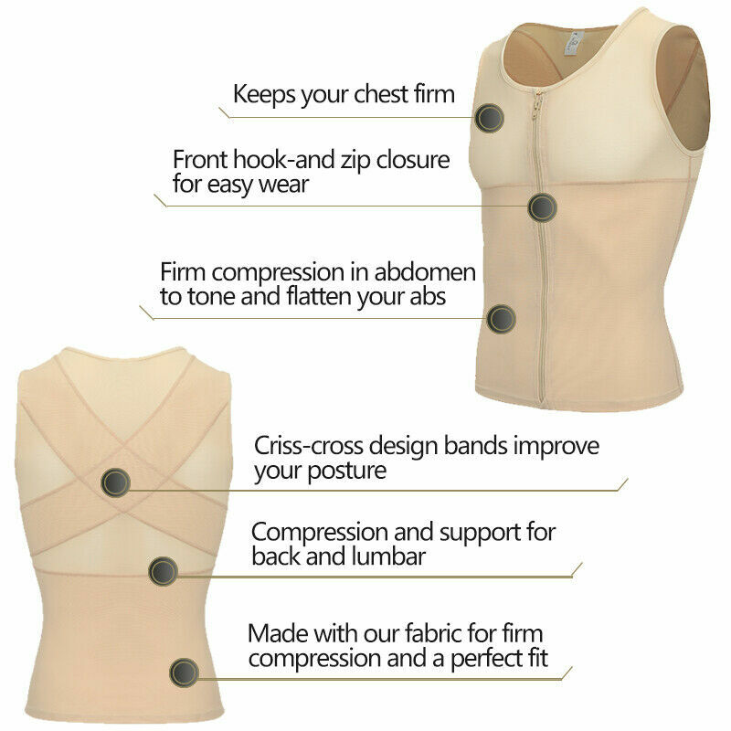 Men Slimming Body Shaper Vest Chest Compression Shirt to Hide Gynecomastia Moobs gallery