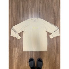 The Thread Shop Men Long Sleeve Tour Graphic T-Shirt Cream Neon Lime Large