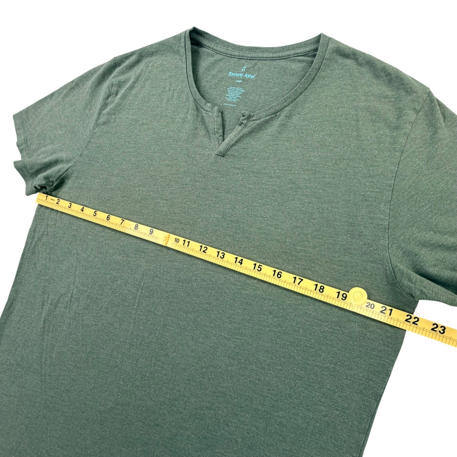 Tommy John Henley Lounge Shirt Men Large Green Pima Cotton Stretch V Split Neck gallery