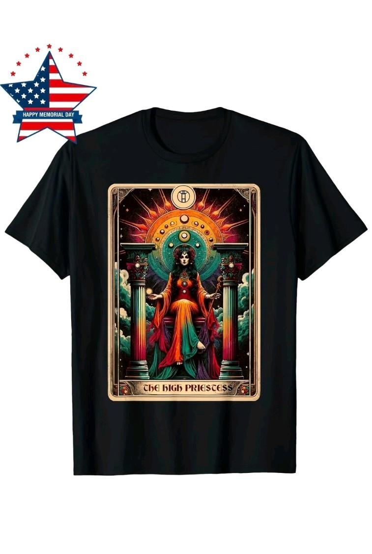 High Priestess Tarot Card Graphic T-Shirt Vintage Major Arcana Mystic Tee gallery