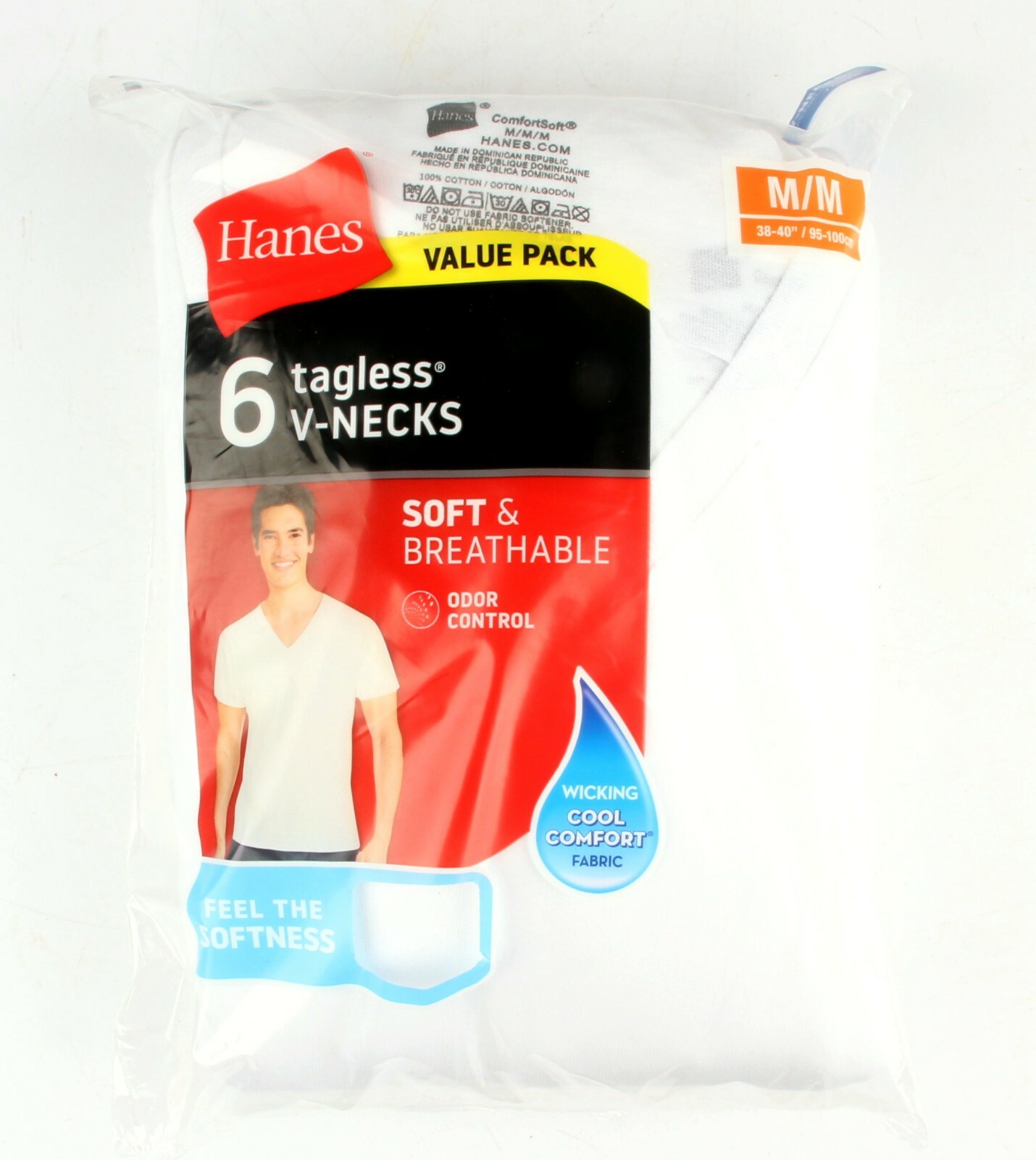 *Hanes Value Pack Tagless V-Necks White - 6 Pack Size MEDIUM (777VP6) gallery