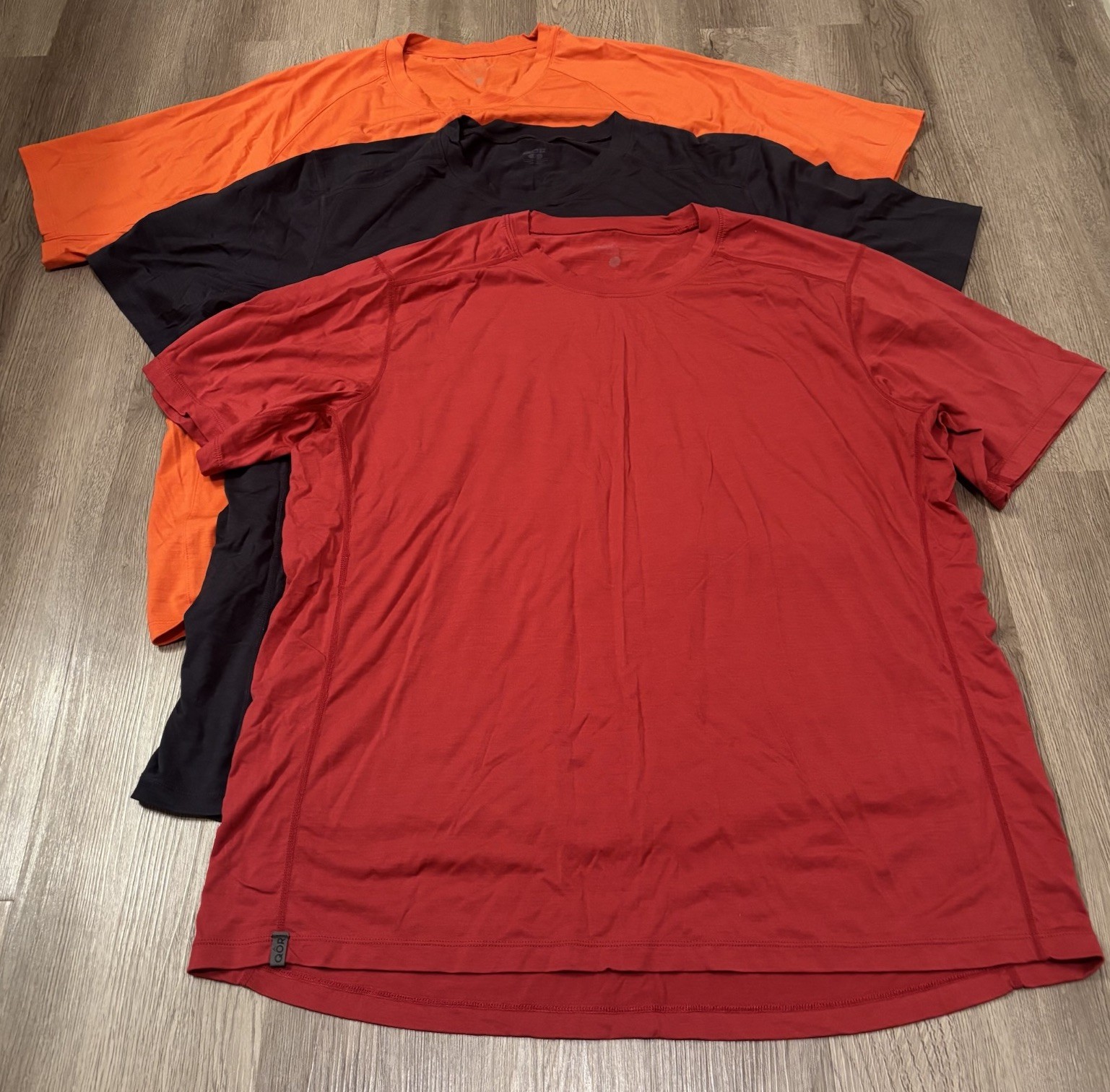 QOR Lot Of 3 Merino Wool Nylon Blend Short Sleeve Tees Men’s XL Blue/Red/Orange gallery