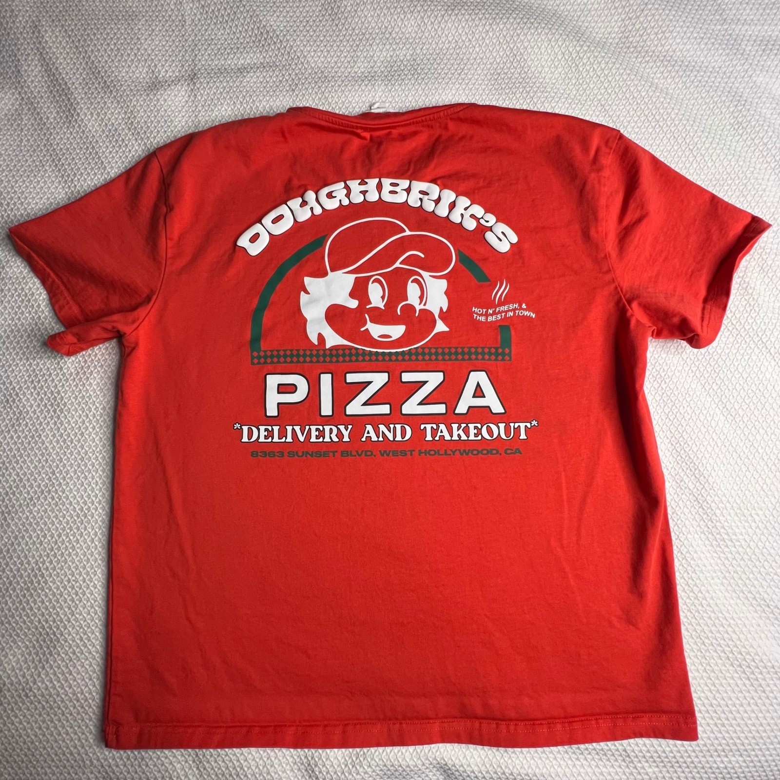 Doughbrik's Pizza Mens Graphic T Shirt Sz Large Crewneck Short Sleeve Hollywood gallery