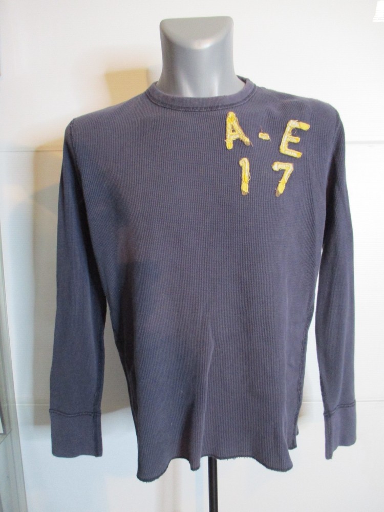 American Eagle Thermal Long Sleeve XL Navy Blue Knit Retro y2k distressed