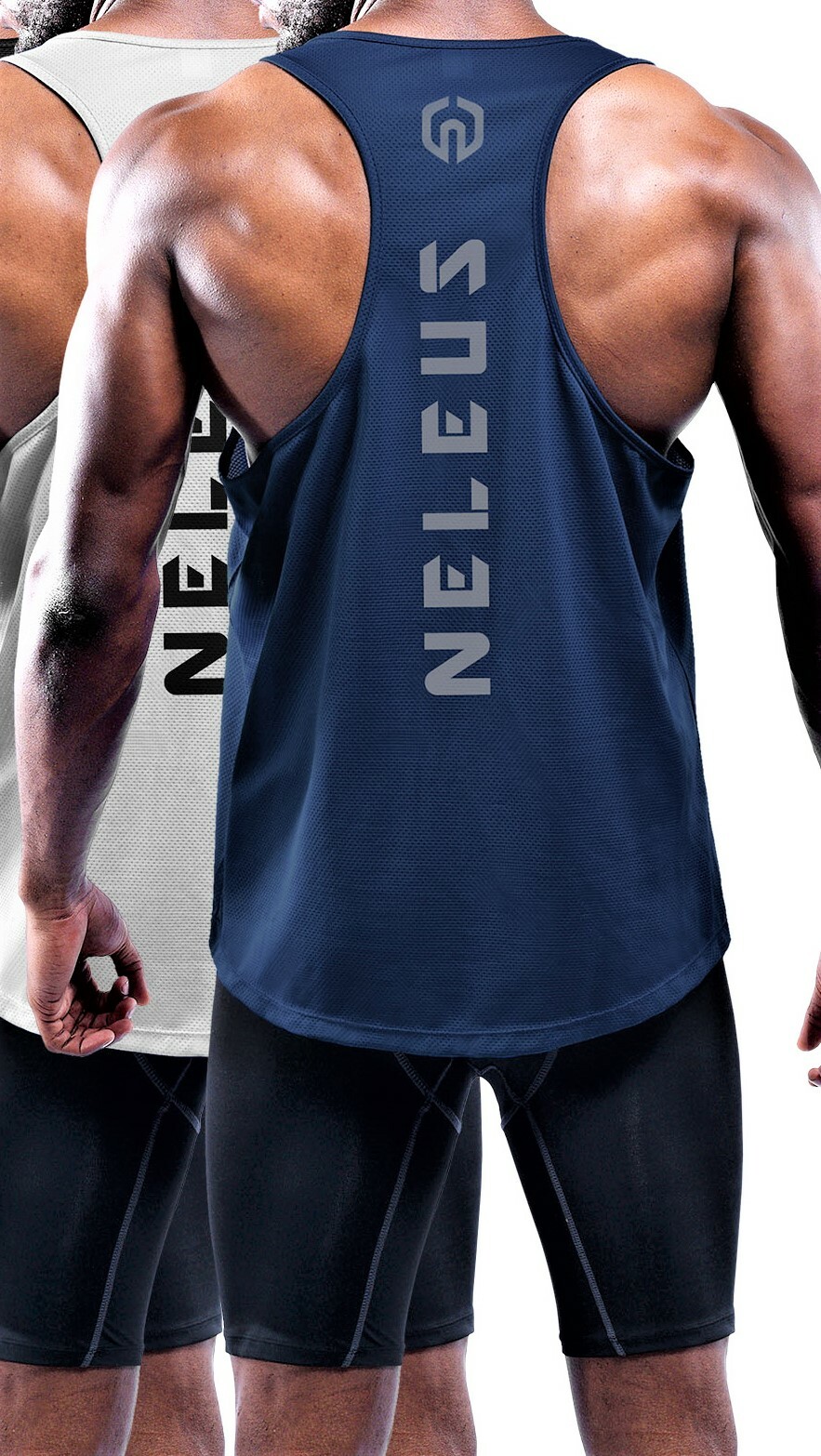 NELEUS 'Dry Fit Logo Muscle' Mesh Tank Top Men's S Gym Workout Exercise Navy NWT gallery