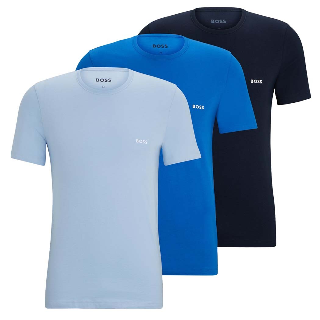 3 Pack BOSS Mens T-Shirts Crew Neck Logo Embroidery Short Sleeve Shirt Cotton NEW