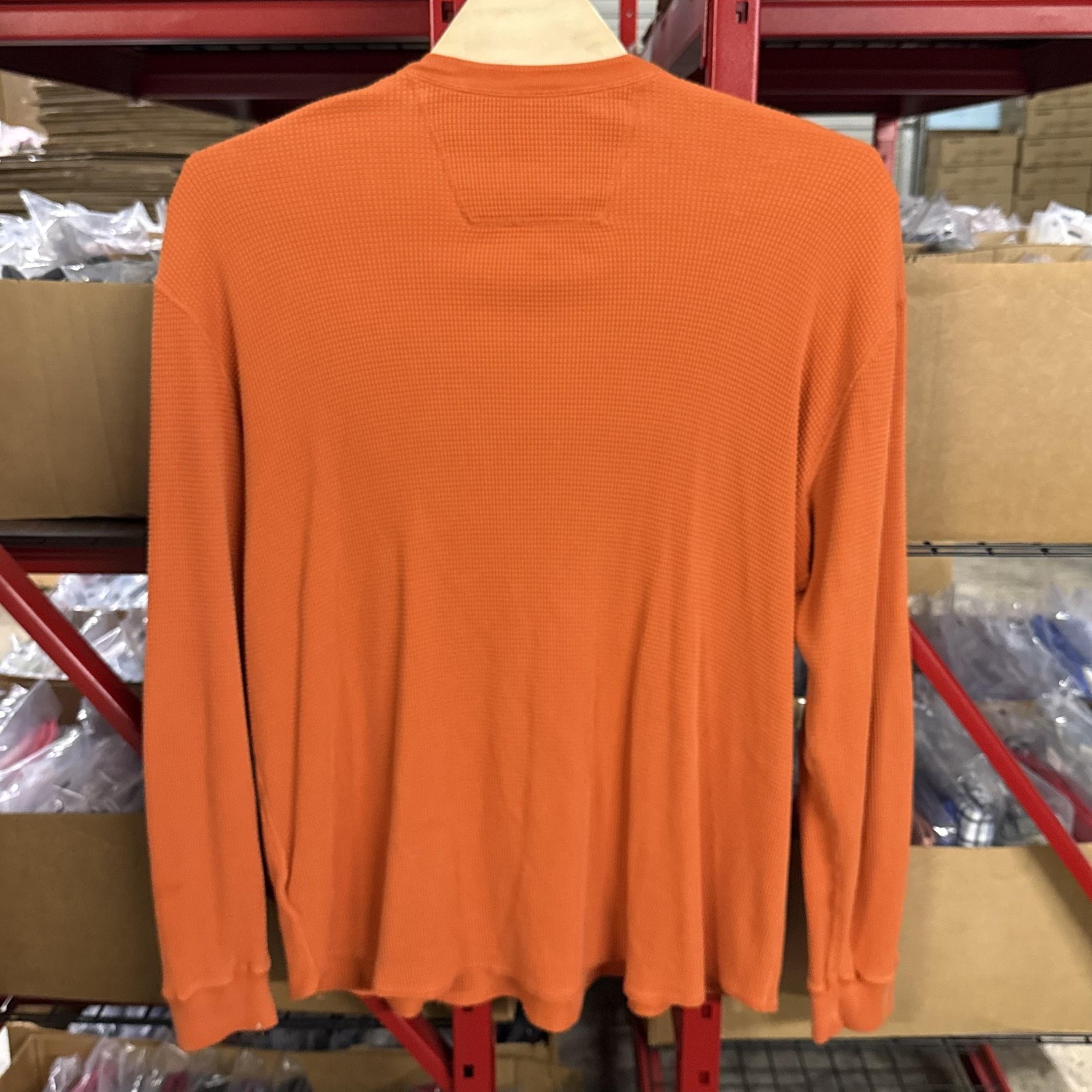 Eddie Bauer Shirt Mens 2XL Orange Thermal Waffle Knit Henley Long Sleeve Casual gallery