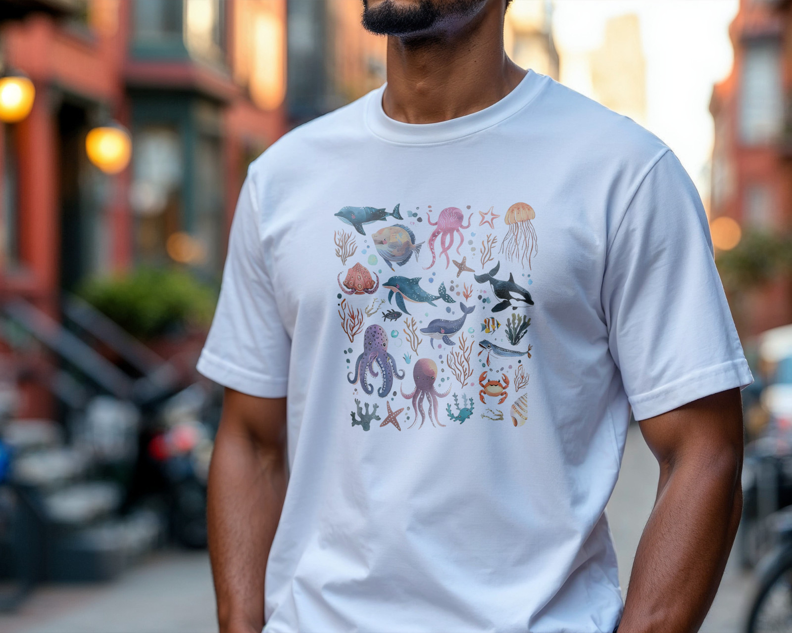 Ocean Animals Graphic T-Shirt Sea Life Illustration Tee Marine Creatures A63 gallery