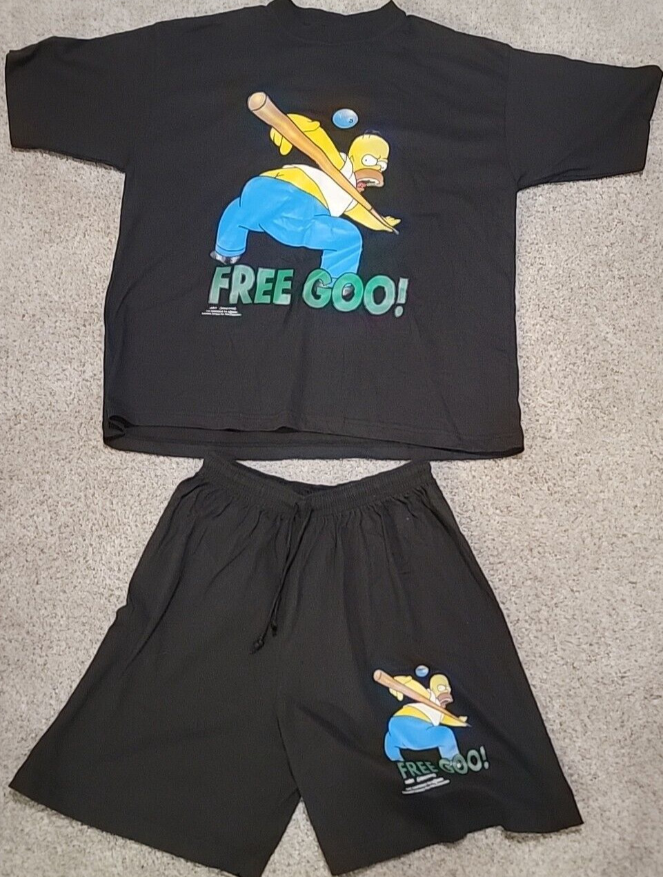 The Simpsons – Homer Free Goo! Vintage T-shirt and Short Set 2000 Medium